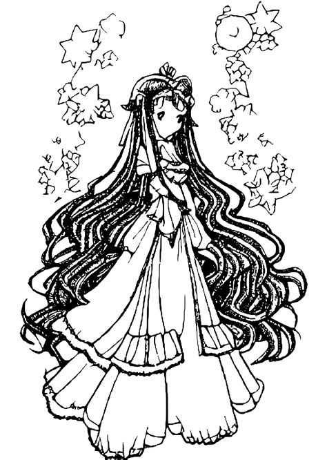 Beautiful Anime Princess With Long Wavy Hair Coloring Page · Creative