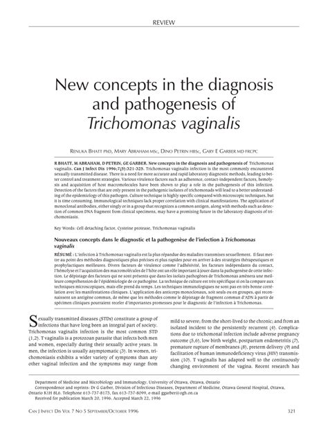 Pdf New Concepts In The Diagnosis And Pathogenesis Of Trichomonas