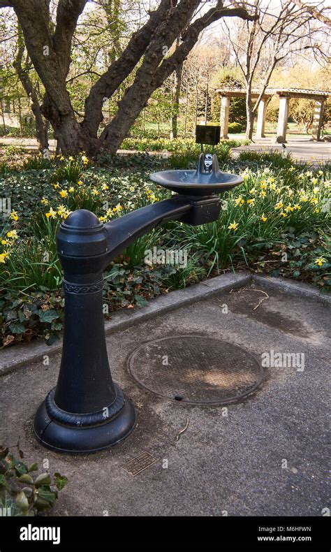 Water Fountain At The Brooklyn Botanical Garden Stock Photo Alamy