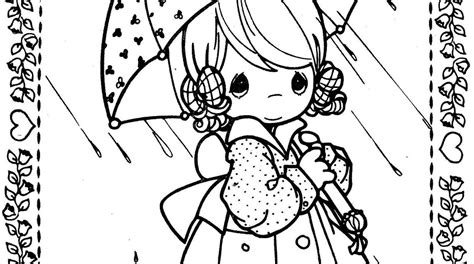 Rainy Day Girl With Umbrella Precious Moments Coloring Pages