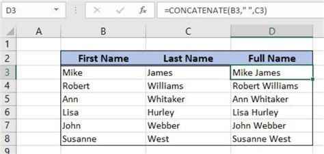 Excel Formula Join First And Last Name