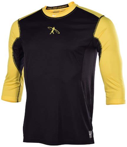 Nike Men S Dri Fit Pro Combat Fitted Swingman Shirt Black Yellow Small