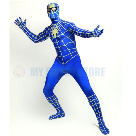 Full Body Blue Spider Man Lycra Spandex Bodysuit Cosplay Zentai Suit