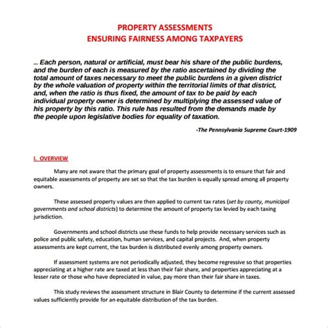 Free 9 Sample Property Assessment Templates In Pdf