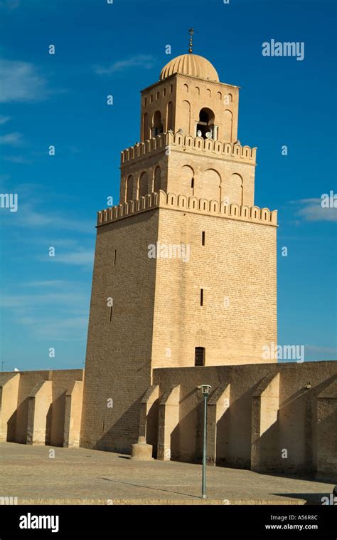 Minaret Of The Great Mosque Or Sidi Okba Mosque Kairouan Tunisia