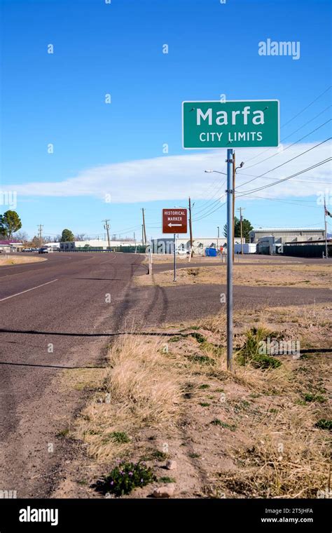 Marfa Texas City Limits Green Road Sign Stock Photo Alamy
