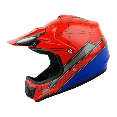 Wow Youth Kids Motocross Bmx Mx Atv Dirt Bike Helmet Spider Red