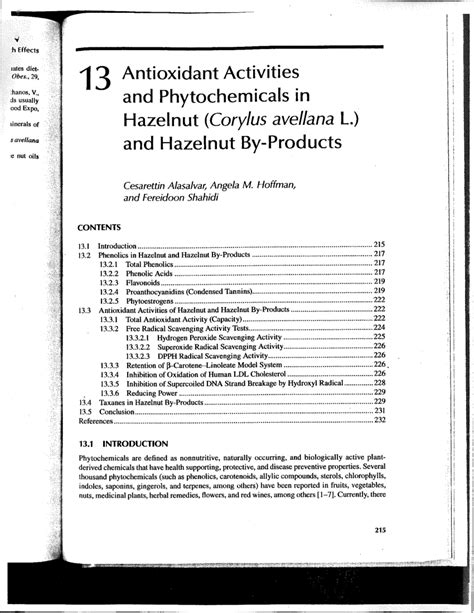 pdf 13 antioxidant activities and phytochemicals in hazelnut corylus avellana l and