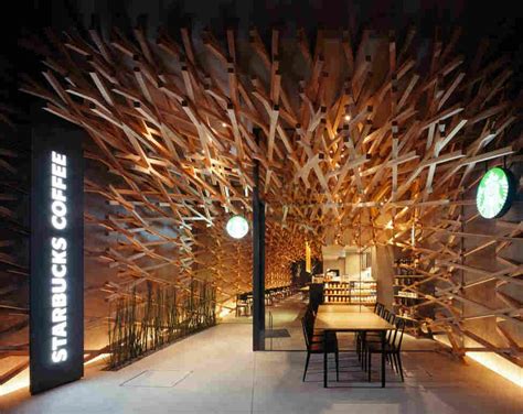 Дизайн интерьера кофейни Starbucks Coffee в Японии Starbucks Interior