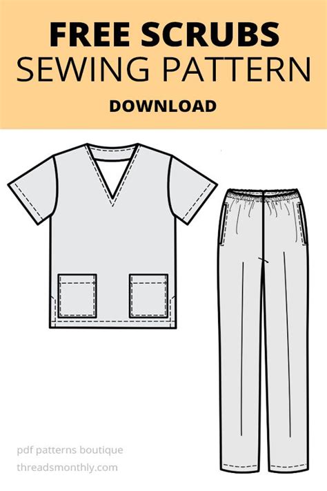 Free Medical Scrubs Uniform Sewing Pattern Pdf Download Free Pdf Sewing Patterns Sewing