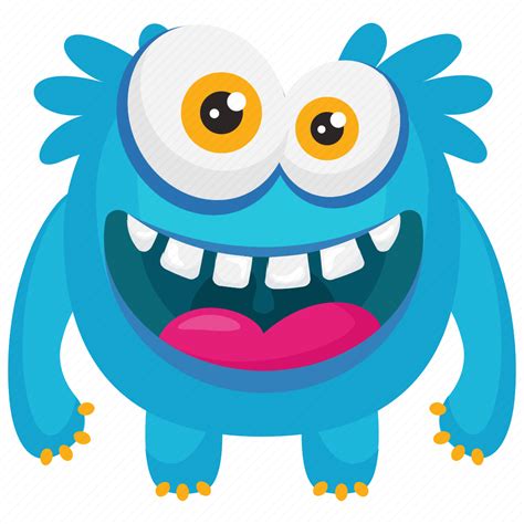 Blue Monster Demon Funny Monster Furry Funny Monster Smiling