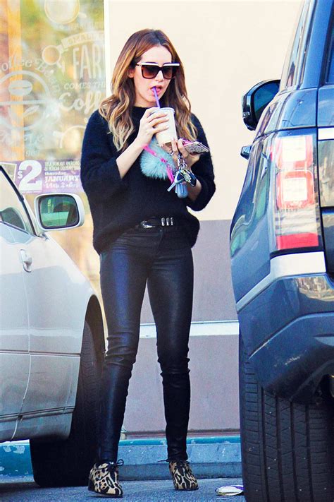 Ashley Tisdale Getting Some Iced Coffee In Studio City Leather