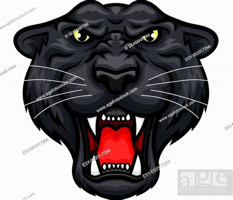 Black Panther Vector Mascot Icon Roaring Jaguar Or Leopard Large Wild