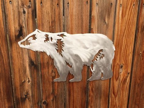 Bear Wildlife Forest Animal Metal Wall Art Handmade Aluminum Steel