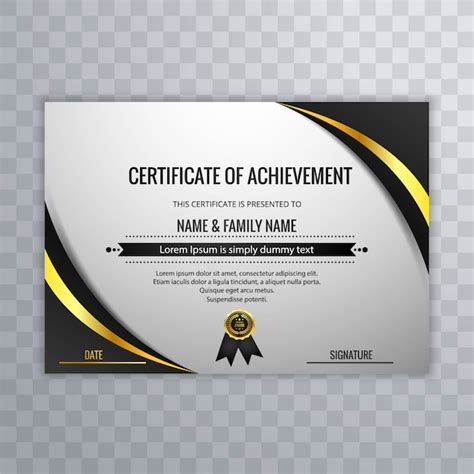 Premium Vector Black Certificate Of Achievement Template