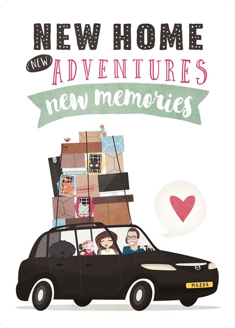 New Home New Adventures New Memories Illustration Moving Card