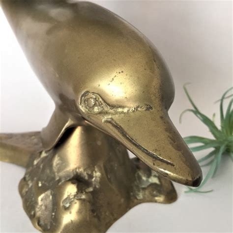 Vintage Brass Dolphin Sculpture Large 15 Swimming Etsy