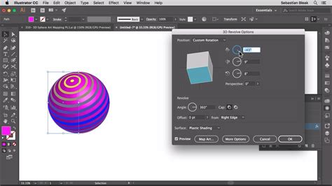 Nsl Week 310 Adobe Illustrator “3d Sphere Art Mapping” Sebastian Bleak