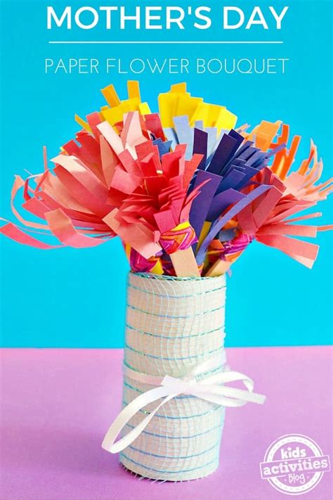 Mothers Day Construction Paper Flower Bouquet Kids Can Make