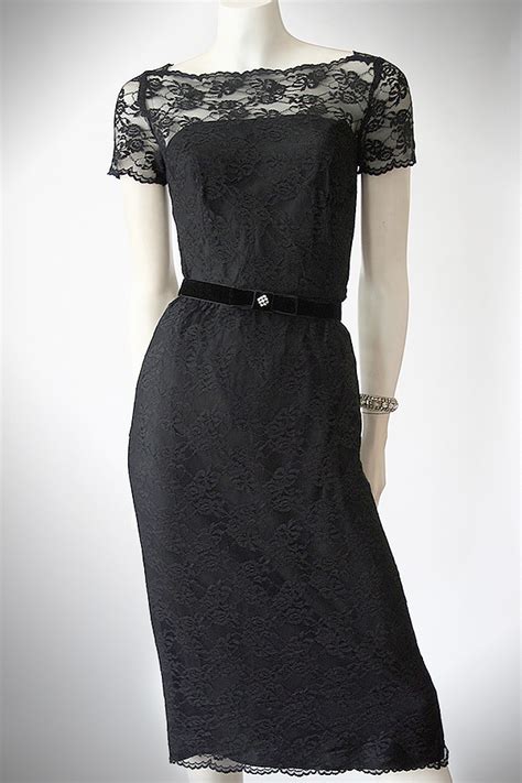 Vintage 50s Black Lace Wiggle Dress Vintage Clothing Genuine