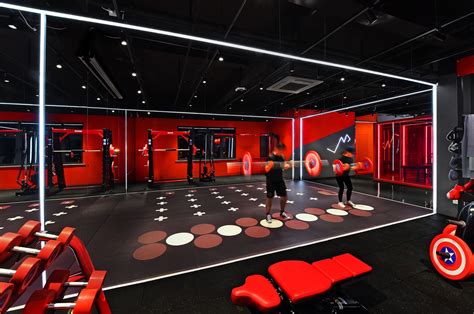 Gym Fitness Shanghai Interior Design Red Box Light Installation
