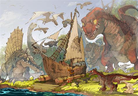 Demizu Posuka Original Anchor Artist Name Claws Colored Sclera Day Dinosaur Fantasy