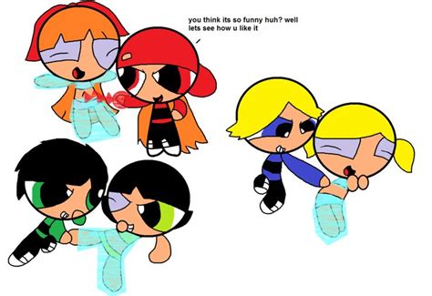 The Powerpuff Girls Cartoon Characters Are In Different Poses And