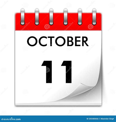 Icono Del Calendario Del 11 De Octubre Ilustración Vectorial De Un Día