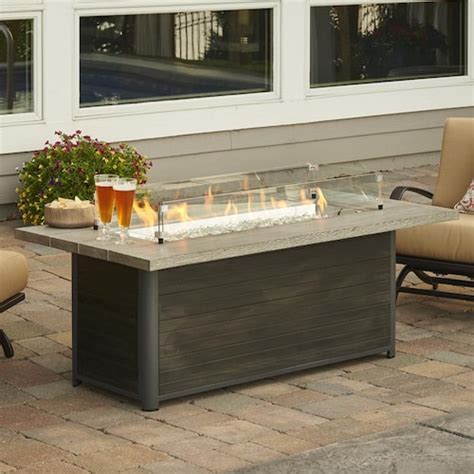 The Outdoor Greatroom Company Cedar Ridge 61 Inch Linear Natural Gas Fire Pit Table With 42 Inch