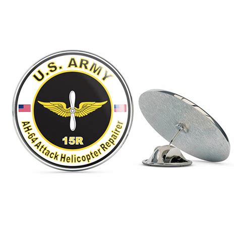 Veteran Pins Us Army Mos 15r Ah 64 Attack Helicopter Repairer Metal