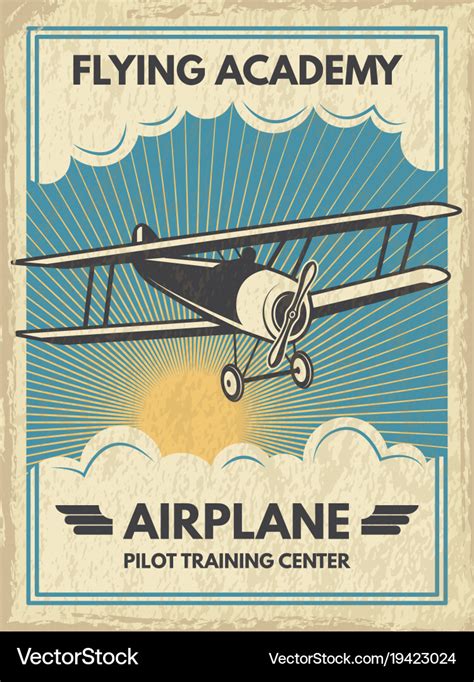 Vintage Aircraft Poster Royalty Free Vector Image