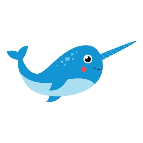Premium Vector Vector Illustration Of Cute Narwhal Isolated On White