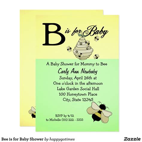 Bee Is For Baby Shower Invitation Zazzle Baby Shower Invitations