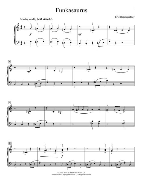 Download Eric Baumgartner Funkasaurus Sheet Music And Chords For Educational Piano Download