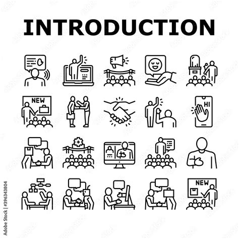Introduction Speech Collection Icons Set Vector New Product And