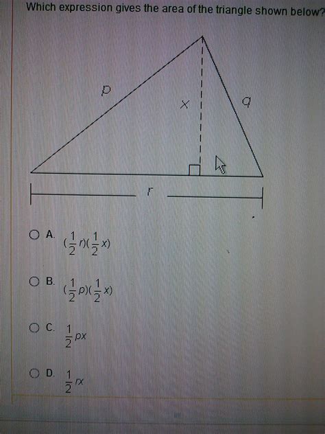 Which Expression Gives The Area Of The Triangle Shown Below