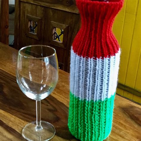 Knitted Wine Bottle Cover In Colours Of Italy Great T Wine