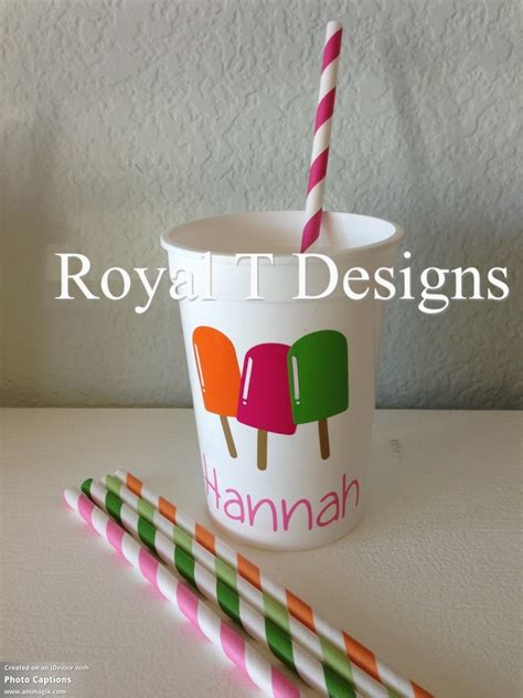 Popsicle Party Favor Cups With A Variety Of Matching Paper Straws To