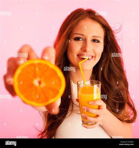 Woman Drink Yellow Juice Hi Res Stock Photography And Images Alamy