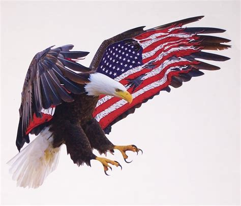 American Flag Attack Eagle 2 Full Color Graphic Window Decal Stick