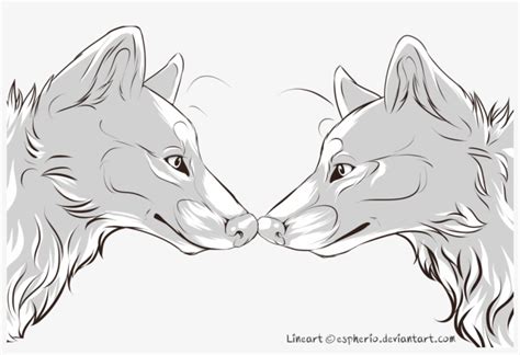 Wolf Couple Free Lineart By Espherio D Wq S Ms Paint Friendly Lineart Wolf Pack PNG Image