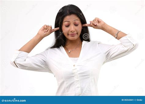 Girl With Closed Ears Stock Image Image Of Dress Actions 8554441