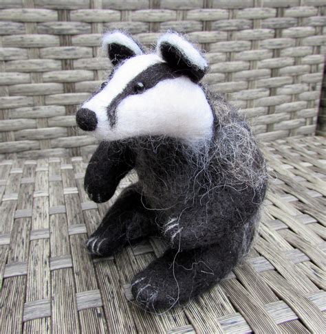 Needle Felted Badger Woodland Decor Badger Figurine Wool Etsy Uk