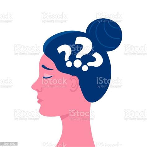 A Womans Head In Profilequestionsanxious Thoughts Doubts Feelings