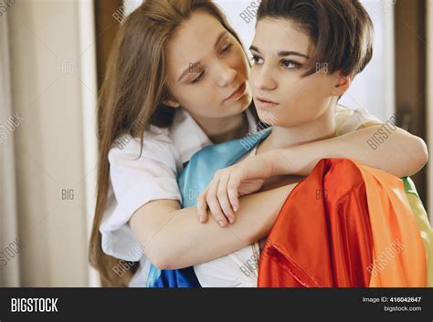 Lesbians Hug Love Each Image And Photo Free Trial Bigstock
