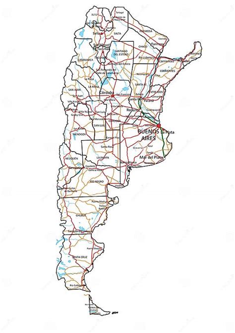 Mapa De Carreteras Y Autopistas De Argentina Ilustración Del Vector