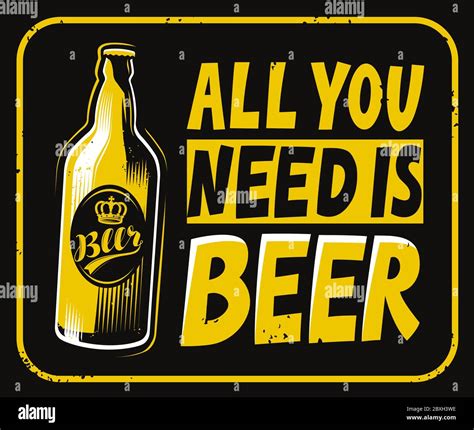 Beer Sign Retro Poster For Pub Or Bar Vector Illustration Stock Vector