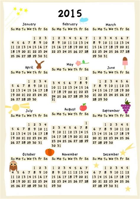 Great Resource Of Yearly Calendar 2015 Printable From 101printable
