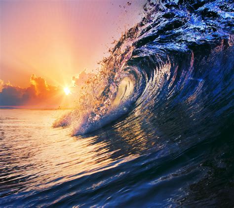 Sunset With Sea Wave Tap To See More Breathtaking Beach And Sea Android