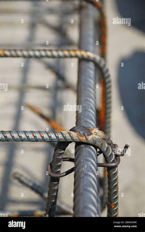 Details From Part Of A Steel Reinforcement Cage Used In The
